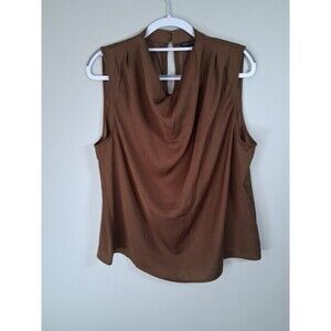 Gap Sleeveless Blouse Womens Large Waterfall Neckline Button Keyhole Closure NWT